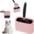 Heavy-Duty Cat Litter Scoop with Holder, Metal Cat Scooper and Detachable Trash Can,Aluminum Kitty Poop Shovel Captures All Clumps,Speed Sifter Litter Box Scooper and Caddy with Lid(Pink)