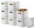 8 Pack White Storage Bins with Lids Stackable Storage Container for Organizing, Storage Boxes with Handle for Shelves, Cute Storage Bin for Craft, Snacks, 9.85×6.9×5.7 inch