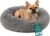 Furhaven 30″ Round Calming Donut Dog Bed for Medium/Small Dogs, Refillable w/ Removable Washable Cover, For Dogs Up to 45 lbs – Shaggy Plush Long Faux Fur Donut Bed – Gray, Medium