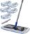 Masthome Extra Large Microfiber Mop for Floor Cleaning, 16“ Flat Mop with 5 Pad for Wet & Dry Use, Dust Mop for Hardwood Laminate Tile Ceramic, 1 Cleaning Scraper Included-Blue