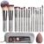 Travel Makeup Brush Set BS-MALL 14 Pcs with 1 Pcs Makeup Sponge – Essential Foundation Powder Concealers, Eye Shadows, Blush Makeup Brushes with Travel Makeup Case (Champagne)
