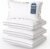 LANE LINEN Pillows Standard Size Set of 4 – Medium Soft Support Gusseted Hotel Quality Pillows for Sleeping, Oeko Tex Certified, Down Alternative Perfect for Back, Stomach or Side Sleepers – White