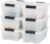 IRIS USA 13 QT Plastic Storage Box with Lid and Latches – 6 Pack – BPA-Free, Discreet Organizing Solution, Durable Nestable Stackable Containers, Secure Pull Handle – Pearl