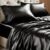BEDELITE Satin Sheets Full Size Bed Set, Luxury Soft Black Silky Sheets for Hair and Skin, Similar to Silk Bed Sheets Set 4 Pieces with 1 Deep Pocket Fitted Sheet, 1 Flat Sheet, and 2 Pillowcases