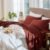 MooMee Bedding Sheet Set 100% Washed Cotton Linen Like Textured Breathable Durable Soft Comfy (Solid Fired Brick Red, Queen)