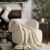 EVERGRACEHOME Chunky Chenille Knit Throw Blanket for Couch, Soft Luxurious Moss Stitch Blankets for Bed, Cozy Decorative Farmhouse Knitted Throws for Sofa, Beige, 50″ x 60″