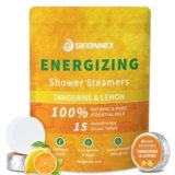 SEONNIX Shower Steamers Aromatherapy 15 Pack, Tangerin & Lemon Shower Bombs with Natural Essential Oils, Relaxation & Birthday Gifts for Women and Men, Stress Relief & Self Care Gifts, Shower Tablets