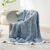 Snuggle Sac Blue Throw Blankets for Couch, Reversible Super Soft Warm Blankets Cozy Knit Blanket Fuzzy Plush Throws for Sofa, Bed, Gift, Heather Blue, 50 x 60 inches
