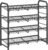 SONGMICS Stackable Shoe Rack, 4 Tier Metal Shoes Rack Storage Shelf, Holds up to 20 Pairs Shoes, Adjustable Slanted Shelves Shoe Tower Organizer for Closet Entryway Small Spaces, Black