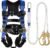 TRSMIMA Safety Harness Fall Protection – Roofing Harness Kit Men Full Body Construction Harness with Lanyard for Work Upgrade 4 Quick Buckles