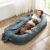 Human Dog Bed for Adult – Luxury Faux Fur Giant Size Dog Bed with Portable Handle, Egg Orthopedic Foam Bed with Blanket, 72″x40″x10″, Grayish Blue